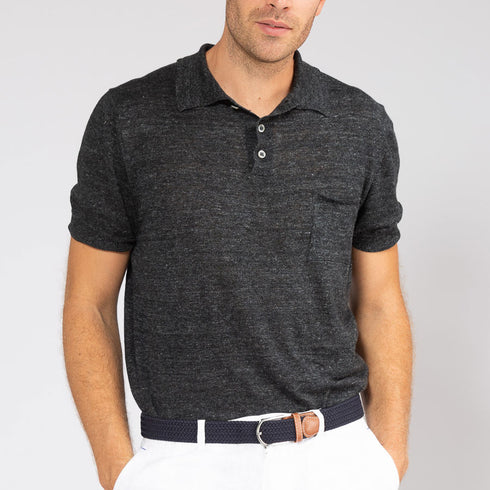 Saint Martin – Linen knit, polo shirt Lovina Beach Black